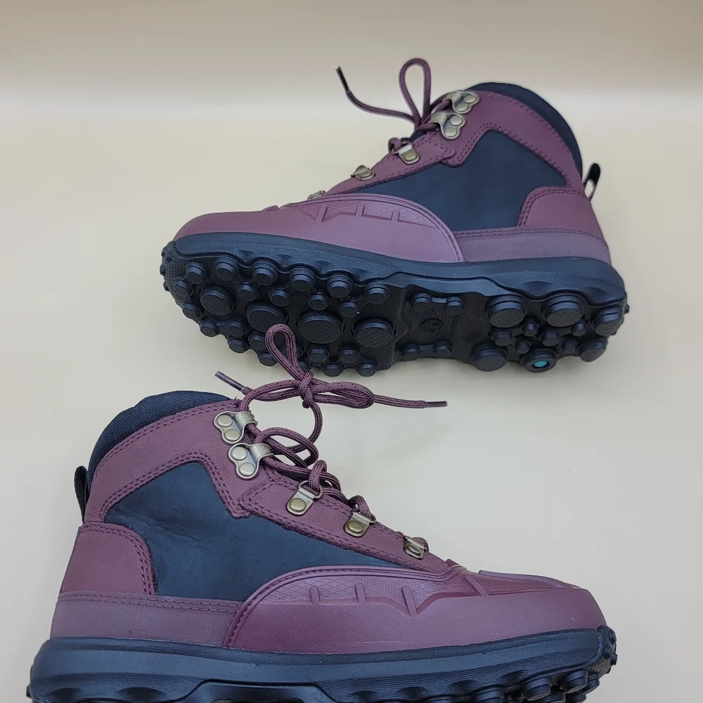 Timberland Converge Shell Toe Boys Boots Size 4Y Burgundy Black Nubuck New